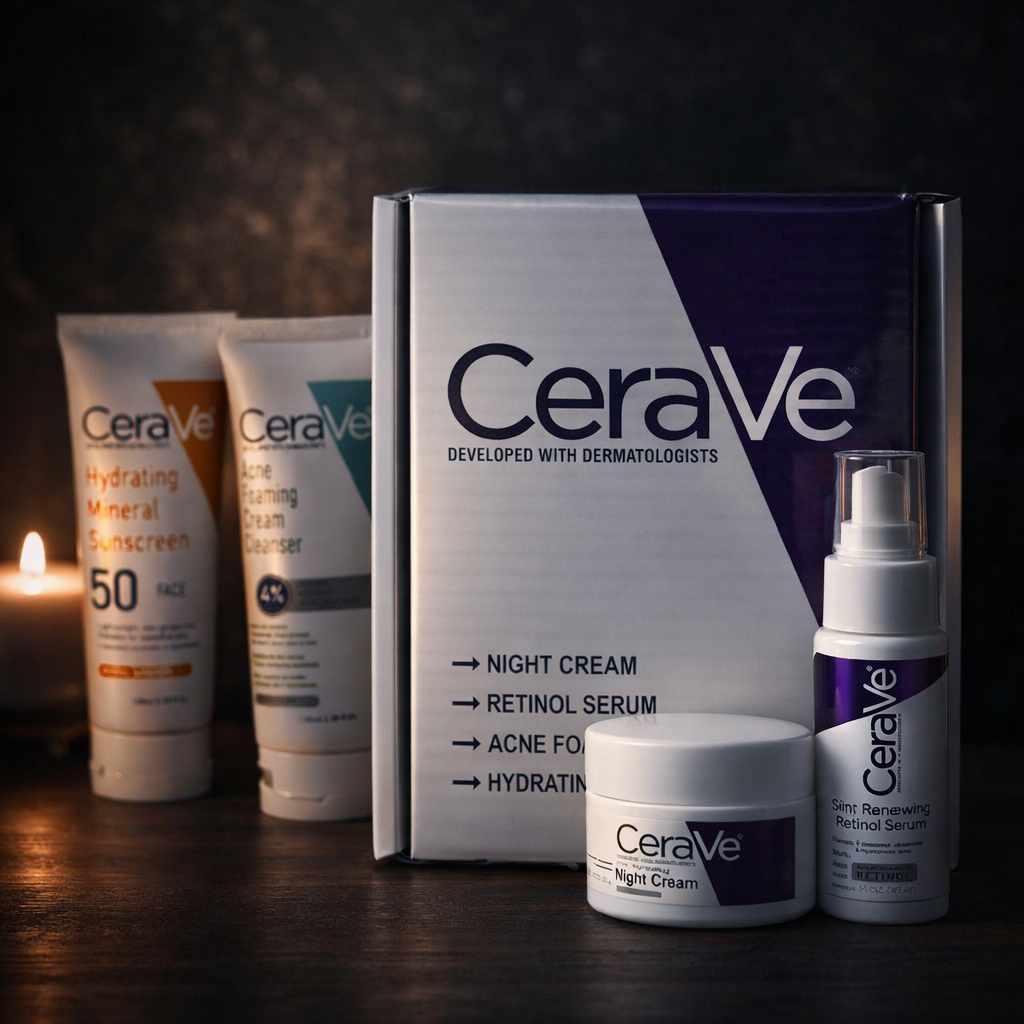 CeraVe Complete Skincare Bundle for Acne & Anti-Aging Wtih Free Zafrani Cream