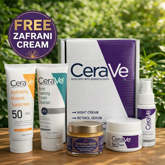 CeraVe Complete Skincare Bundle for Acne & Anti-Aging Wtih Free Zafrani Cream